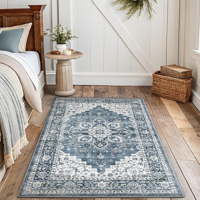AMADA HOMEFURNISHING 4x6 Washable Area Rug, Low-Profile Entryway Rug - Image 8