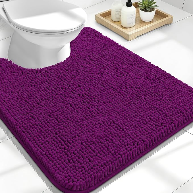 OLANLY Toilet Rugs U-Shaped 24x20, Extra Soft Absorbent Chenille Contour by OLANLY