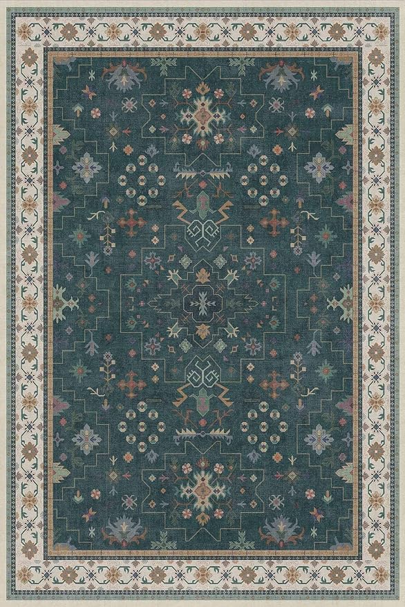 Hazo Haus Dark Green 4x6 Living Room Rug - Image 3