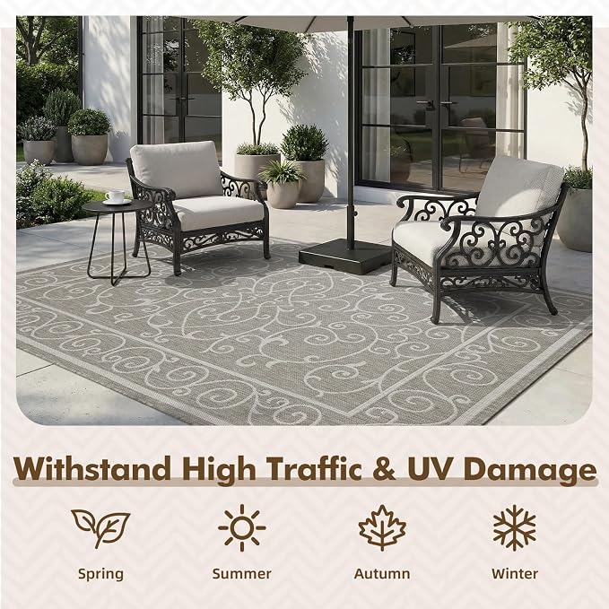 MontVoo-Outdoor Rug-Patio Rug 5x7 ft Polypropylene Indoor Outdoor Rugs Outdoor - Image 5