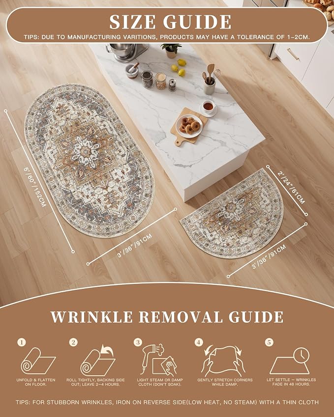 Madane Washable Oval Rug 3x5 for Entryway, Small Oval Area Rugs for Kitchen - Image 5