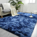 FlyDOIT Large Area Rugs for Living Room, 5x8 Feet Tie-Dyed Navy Blue Shaggy Rug by FlyDOIT