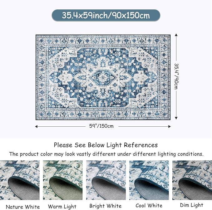 Moynesa Ultra-Thin Vintage 8x10 Area Rugs - Image 2