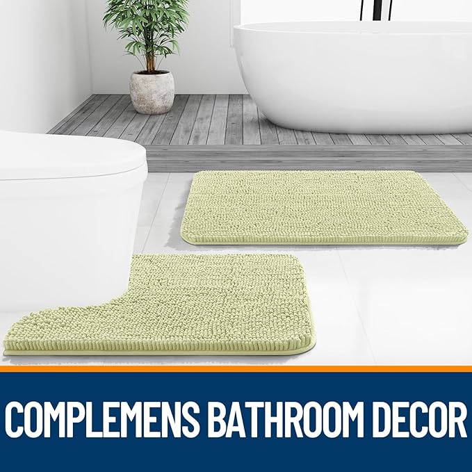 OLANLY Bathroom Runner Rugs 44x24, Soft Absorbent Chenille Bath Rugs, Rubber - Image 8