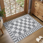 GarveeHome Grey Checkered Rug 2x3 Washable Rug Non-Slip by GarveeHome