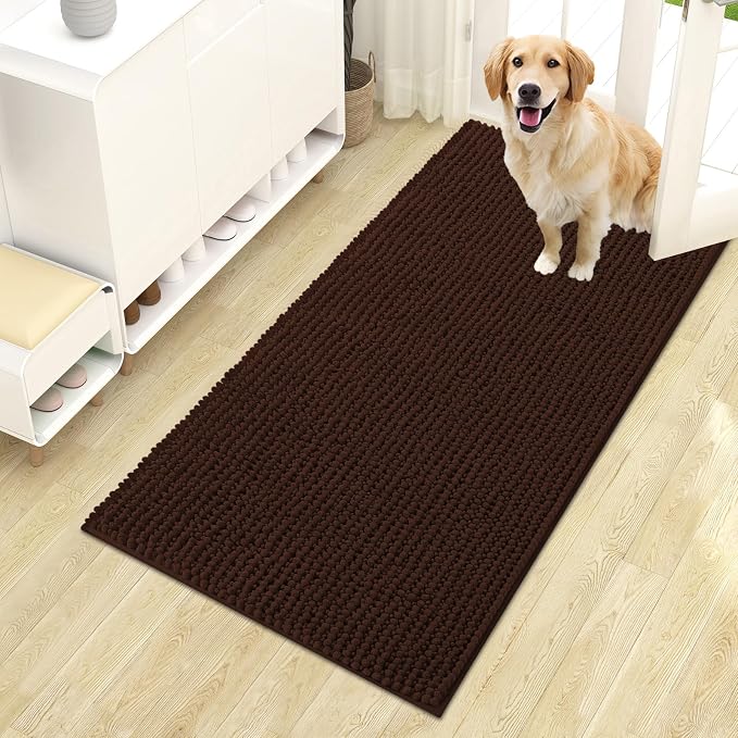 OLANLY Dog Door Mat for Muddy Paws 44x24, Ultra Absorbent Chenille Mud Doormat by OLANLY