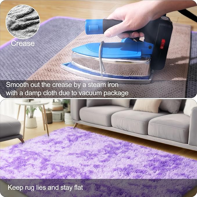 qulint 4x6 Area Rugs for Bedroom, Fluffy Soft Purple Rug for Kids Room Fuzzy - Image 5