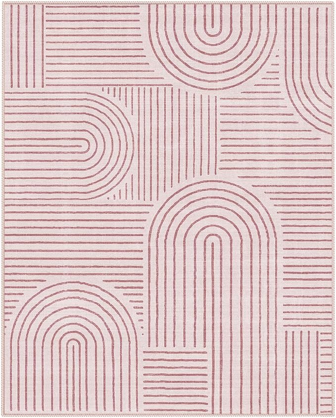 Lahome Abstract 8x10 Area Rugs, Soft Pink 8x10 Rugs - Image 7
