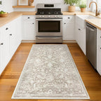 KILOCOCO Area Rug 3x5 Entryway Rug Washable Printed Vintage Floral Rubber - Image 2