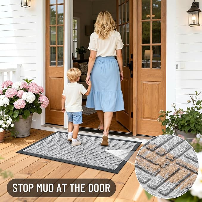 OLANLY Front Door Mat Outside Entrance 47x32, Heavy Duty Sturdy Natural Rubber - Image 7