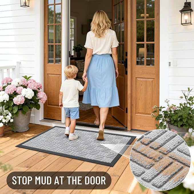 OLANLY Front Door Mat Outside Entrance 59x23, Heavy Duty Sturdy Natural Rubber - Image 7