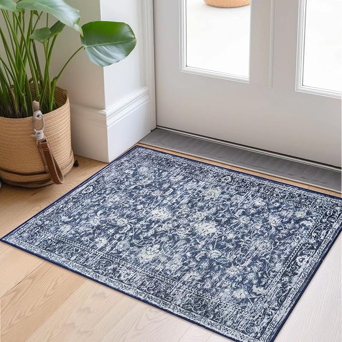 KILOCOCO Small Area Rug 2x3 Entryway Rugs Printed Vintage Floral Machine by Kilococo