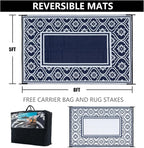 HUGEAR Outdoor Patio Rug 5'x8' Waterproof Outside Area Rugs Blue Reversible - Image 2