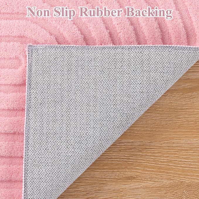 Pauwer Pink Area Rug for Girls Bedroom 4ft Soft Fluffy Non Slip Machine - Image 4