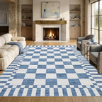 GarveeHome 8×10 Area Rugs for Living Room, Dark Blue Checkered Rug，Modern by GarveeHome
