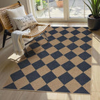 Lahome Colette Checkered Easy Jute Entryway Rug, 3x5 Washable Area Rugs by Lahome