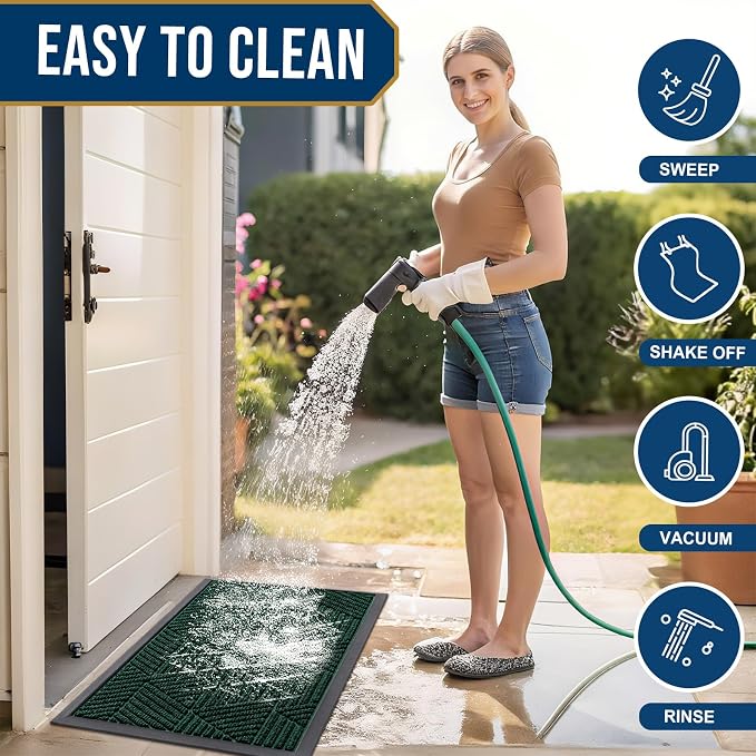 Smiry Front Door Mat Outside Entrance, Heavy Duty Sturdy Natural Rubber Doormat - Image 6