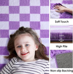 KICMOR Purple Rugs for Bedroom Living Room, Fluffy Soft Checkered 4x6 Area Rug - Image 2