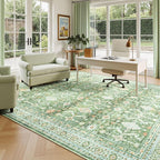 Lessymo Washable Area Rug for Living Room, 8x10 Light Green Large Rugs - Image 9