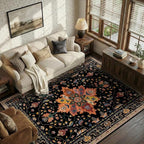 RELEANY Area Rugs 5'x7' Washable Non-Slip, Floral Vintage Distress Medallion - Image 2