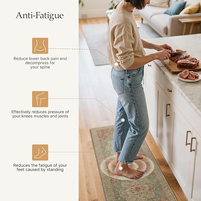 GENIMO Kitchen Mats for Floor 2PCs, Washable Anti Fatigue Mat for Cushioned - Image 3