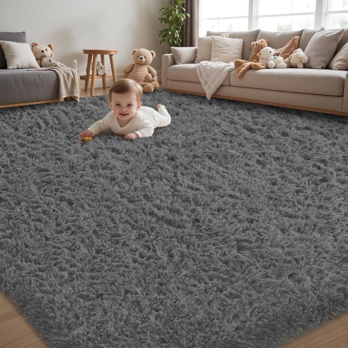 5x8 Area Rug for Living Room:Ultra Soft Fluffy Shag Dark Grey Rugs, Large Fuzzy by Unknown
