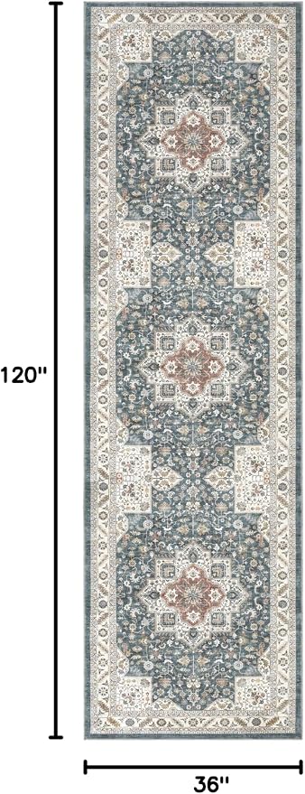 Vintage Hallway Runner Rug 3x10: Large Soft Washable Entryway - Image 2