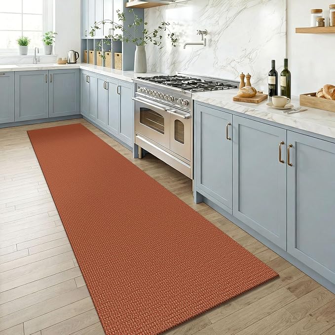 KOZYFLY Orange Runners for Hallway 2.5'x8', Washable Runner Rug, Woven Non Slip - Image 2