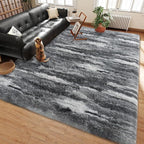 Shag Rugs for Living Room 9x12, Ultra Soft Abstract Grey Big Fuzzy Rugs for - Image 2