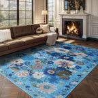 Area Rugs 10x14 for Living Room, Non Slip Machine Washable Floral Rugs - Image 7