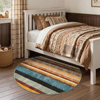 jinchan Round Rug 5ft Area Rug Modern Striped Rug Washable Rug Soft Large - Image 9