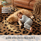 YIHOUSE 8×10 Ft Leopard Area Rugs, Washable High-Low Pile Plush Soft Rug - Image 5