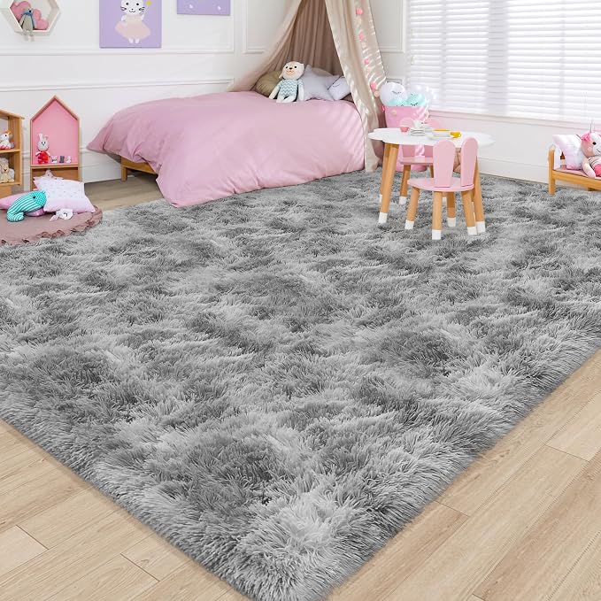8x10 Area Rugs for Living Room Soft Fluffy Grey and White Rug for Bedroom Under - Image 8