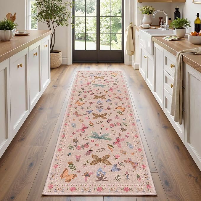 Rugxara 2x6 Floral Runner Rug, Washable Runners - Image 2