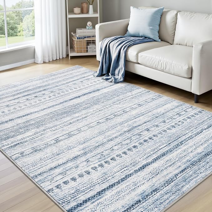 4x6 Area Rugs for Living Room Machine Washable Rug Distressed Indoor Carpet by Tchdio