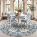 RELEANY Area Rugs Round 7ft Washable Non-Slip, Floral Vintage Distress by RELEANY