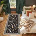 Black Floral Dog Rug Runner, 2x4 Washable Kitchen Mat Ultra-Thin Soft, Non-Slip - Image 4
