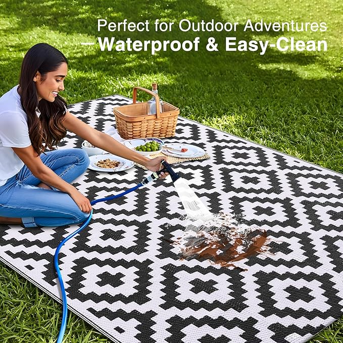 OLANLY Waterproof Outdoor Rug 5x8 ft, Outdoor Plastic Straw Rug - Image 3