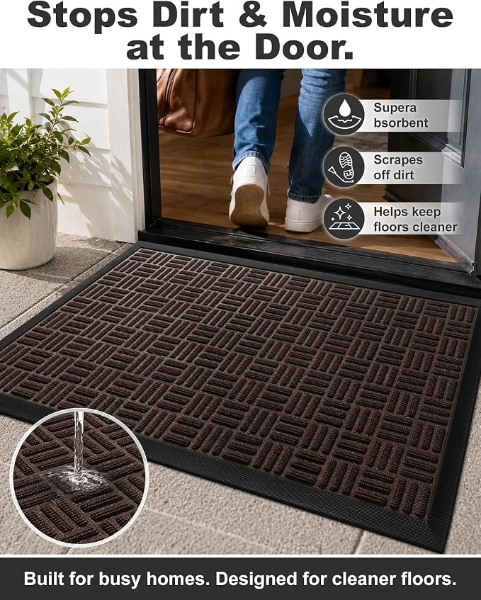 Mibao Front Door Mat Outdoor Entrance, Waterproof Dirt Trapper Doormat - Image 4