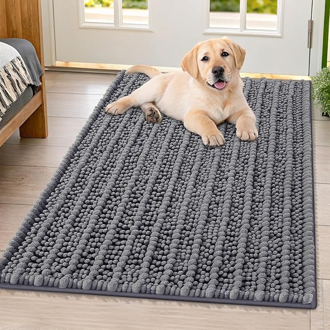Smiry Dog Door Mat for Muddy Paws 40x32, Absorbent Dirt Trapper, Non-Slip by Smiry