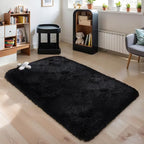 KICHOWUA Thick Area Rug Black Fluffy Shag 3x5 by KICHOWUA