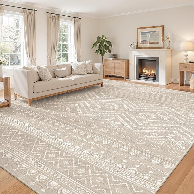 Miukiki 9x12 Area Rug for Living Room Moroccan Washable Rugs Non Slip Indoor by Miukiki