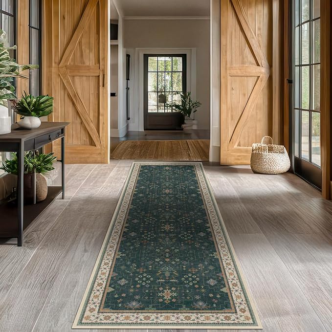 Hazo Haus Dark Green Hallway Runner Rug 12 ft Long - Image 4