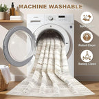 Nakagishi Area Rug Living Room Rugs: 7X9 Machine Washable Boho Large Neutral - Image 2