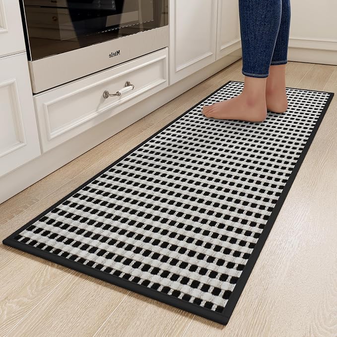 YDKGL Kitchen Rugs Non Slip Washable, Rubber Backing Soft Chenille Braided by YDKGL