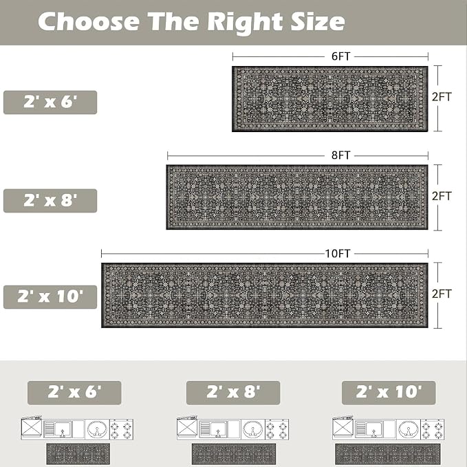 Dark Grey Washable 8ft Long Runners - Image 2