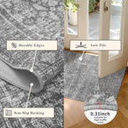 Latte&Fog Round Rug Washable Vintage Non Slip Circle Area Rug | Washable - Image 4