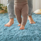 YJ.GWL Fluffy Runner Rugs for Bedroom Living Room Soft Shag Teal Rug 2x6 Feet - Image 3
