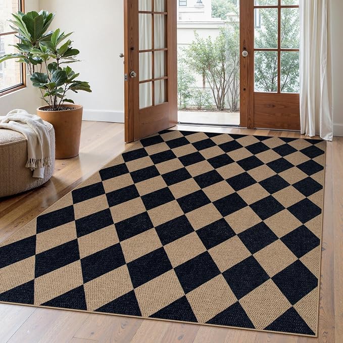 Lahome Colette Checkered Easy Jute Outdoor Rug, 5x7 Area Rugs - Image 8