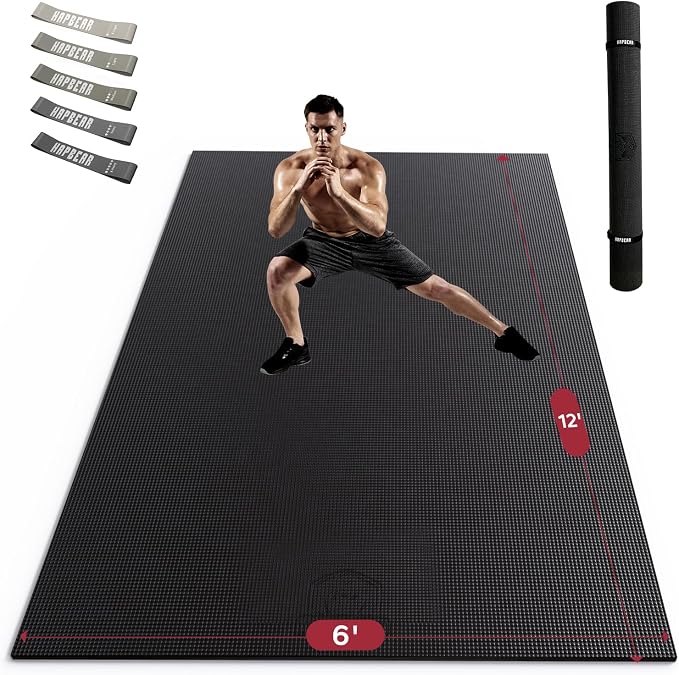 HAPBEAR Large Exercise Mat-7'x5'/6'x8'/6'x9'/6'x10'/6'x12'x8mm, Ultra Durable by HAPBEARFitness